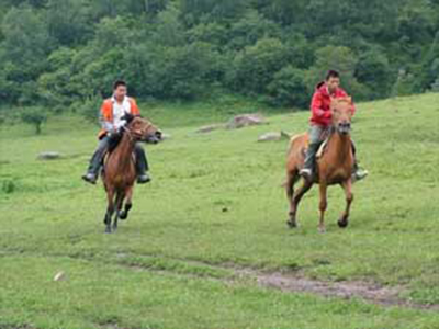 龙庆峡风景区骑马游玩时的图片，体验风驰电掣的感觉